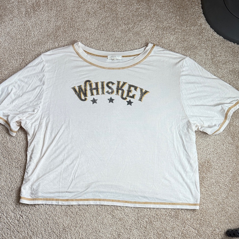 Q&A Cream Whiskey Cropped Ladies Top. Size Medium
